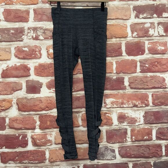 Athleta Pants Women's Small Gray White Heathered Gym Workout Lattice Leggings - Picture 7 of 9